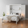 Full Size Murphy Bed with Two Wardrobe and Storage Shelf