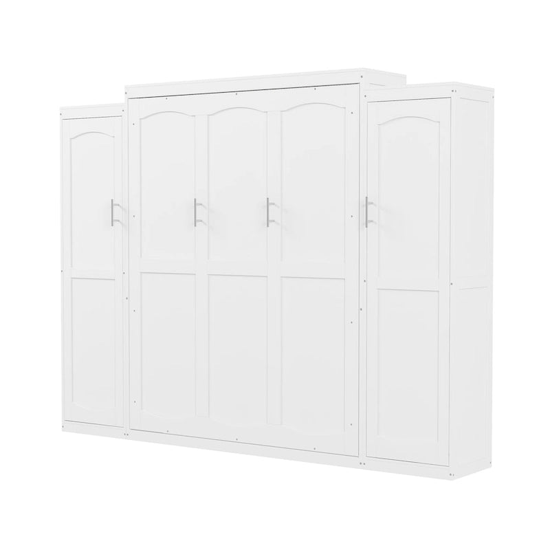 Full Size Murphy Bed with Two Wardrobe and Storage Shelf