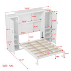 Full Size Murphy Bed with Two Wardrobe and Storage Shelf