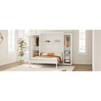 Full Size Murphy Bed with Two Wardrobe and Storage Shelf