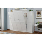 Full Size Murphy Bed with Two Wardrobe and Storage Shelf