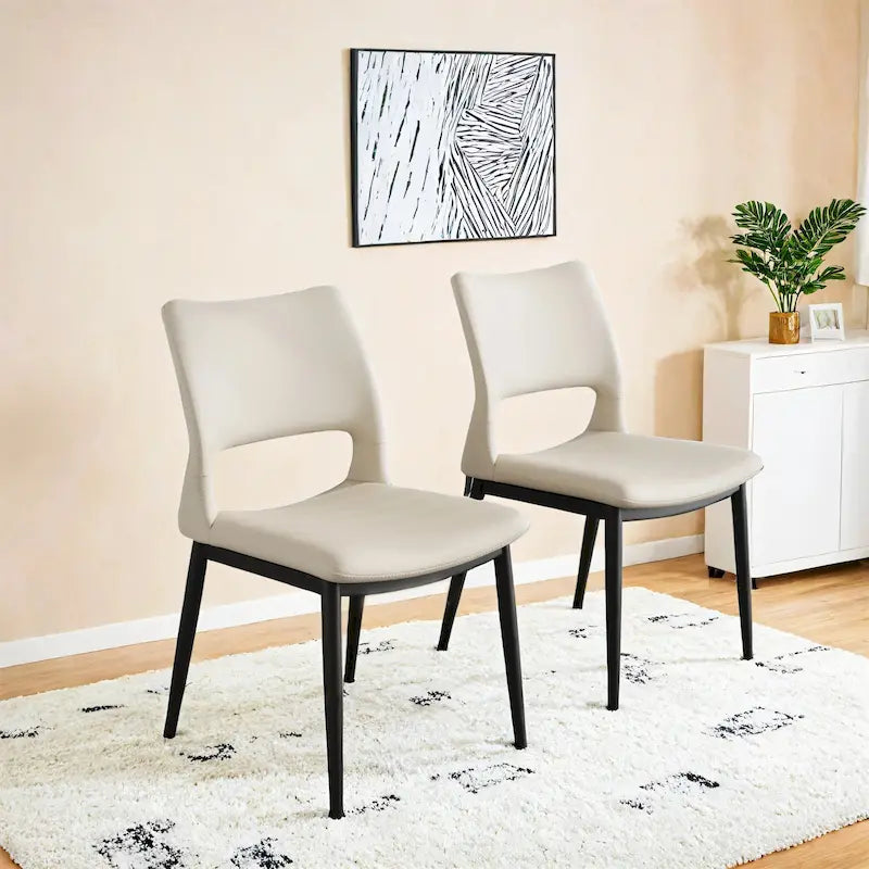 Set of 2 Modern Minimalist PU Leather Dining Chairs
