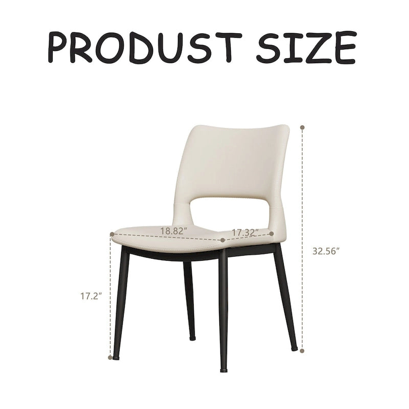 Set of 2 Modern Minimalist PU Leather Dining Chairs
