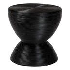 Laminated Natural Rattan Side Table - Hourglass Table with Sculptural Design, Boho Chic Style for Living Room