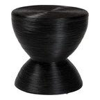 Laminated Natural Rattan Side Table - Hourglass Table with Sculptural Design, Boho Chic Style for Living Room