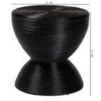 Laminated Natural Rattan Side Table - Hourglass Table with Sculptural Design, Boho Chic Style for Living Room