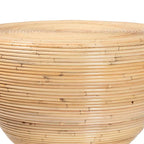 Laminated Natural Rattan Side Table - Hourglass Table with Sculptural Design, Boho Chic Style for Living Room