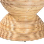 Laminated Natural Rattan Side Table - Hourglass Table with Sculptural Design, Boho Chic Style for Living Room