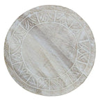 Side End Table with 16 Inch Round Top, In Antique White Mango Wood