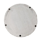Side End Table with 16 Inch Round Top, In Antique White Mango Wood