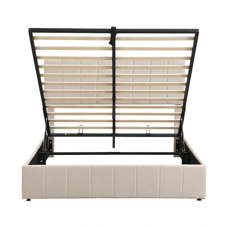 Upholstered Platform Bed with Hydraulic Storage System