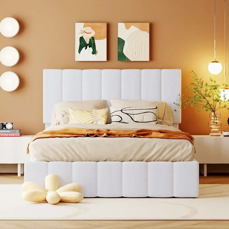 Upholstered Platform Bed with Hydraulic Storage System