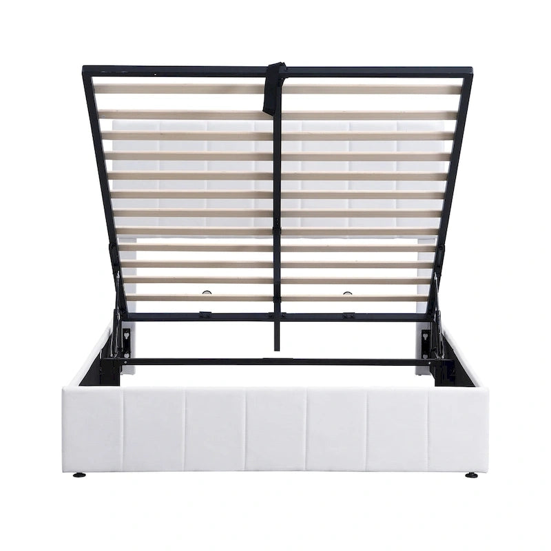 Upholstered Platform Bed with Hydraulic Storage System