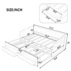 White Twin Pine Wood Extendable Daybed with 2 Storage Drawers