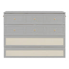 Gray Full Size Murphy Bed with Versatile Storage & Large Drawers