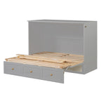 Gray Full Size Murphy Bed with Versatile Storage & Large Drawers