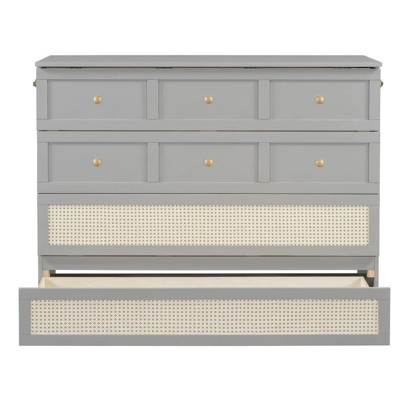Gray Full Size Murphy Bed with Versatile Storage & Large Drawers