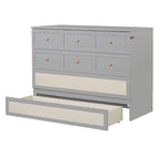 Gray Full Size Murphy Bed with Versatile Storage & Large Drawers