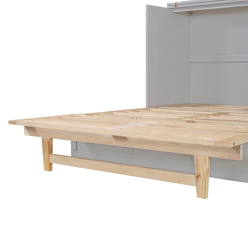 Gray Full Size Murphy Bed with Versatile Storage & Large Drawers