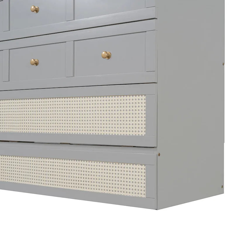 Gray Full Size Murphy Bed with Versatile Storage & Large Drawers