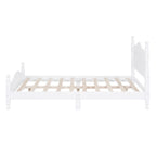 Retro Style Pine Wood Platform Bed Frame with Headboard and Footboard, Wooden Slat Support