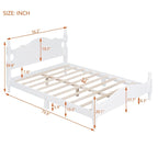 Retro Style Pine Wood Platform Bed Frame with Headboard and Footboard, Wooden Slat Support