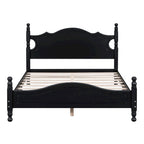 Retro Style Pine Wood Platform Bed Frame with Headboard and Footboard, Wooden Slat Support