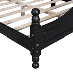 Retro Style Pine Wood Platform Bed Frame with Headboard and Footboard, Wooden Slat Support