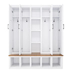 Farmhouse-Style 4-in-1 Hall Tree with Mudroom Bench