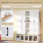 Farmhouse-Style 4-in-1 Hall Tree with Mudroom Bench