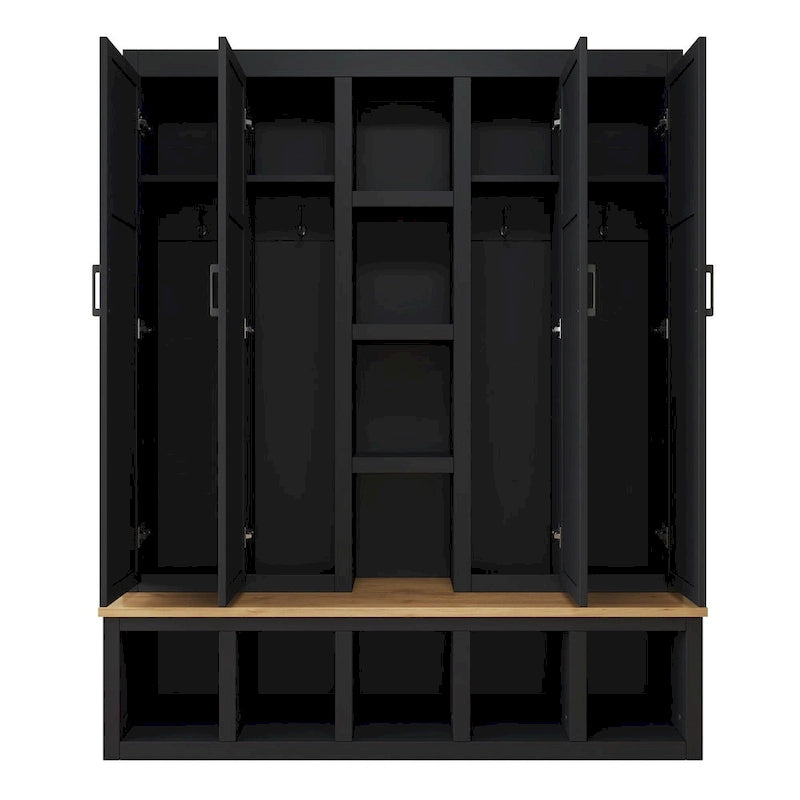 Farmhouse-Style 4-in-1 Hall Tree with Mudroom Bench