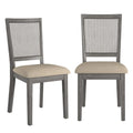 Beige Linen Rattan Back Dining Chairs (Set of 2)
