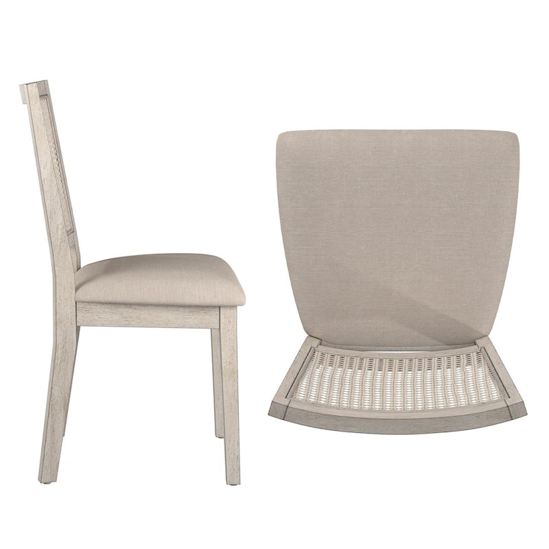 Beige Rattan Linen Beige Linen Rattan Back Dining Chairs (Set of 2) – Cadden Furniture