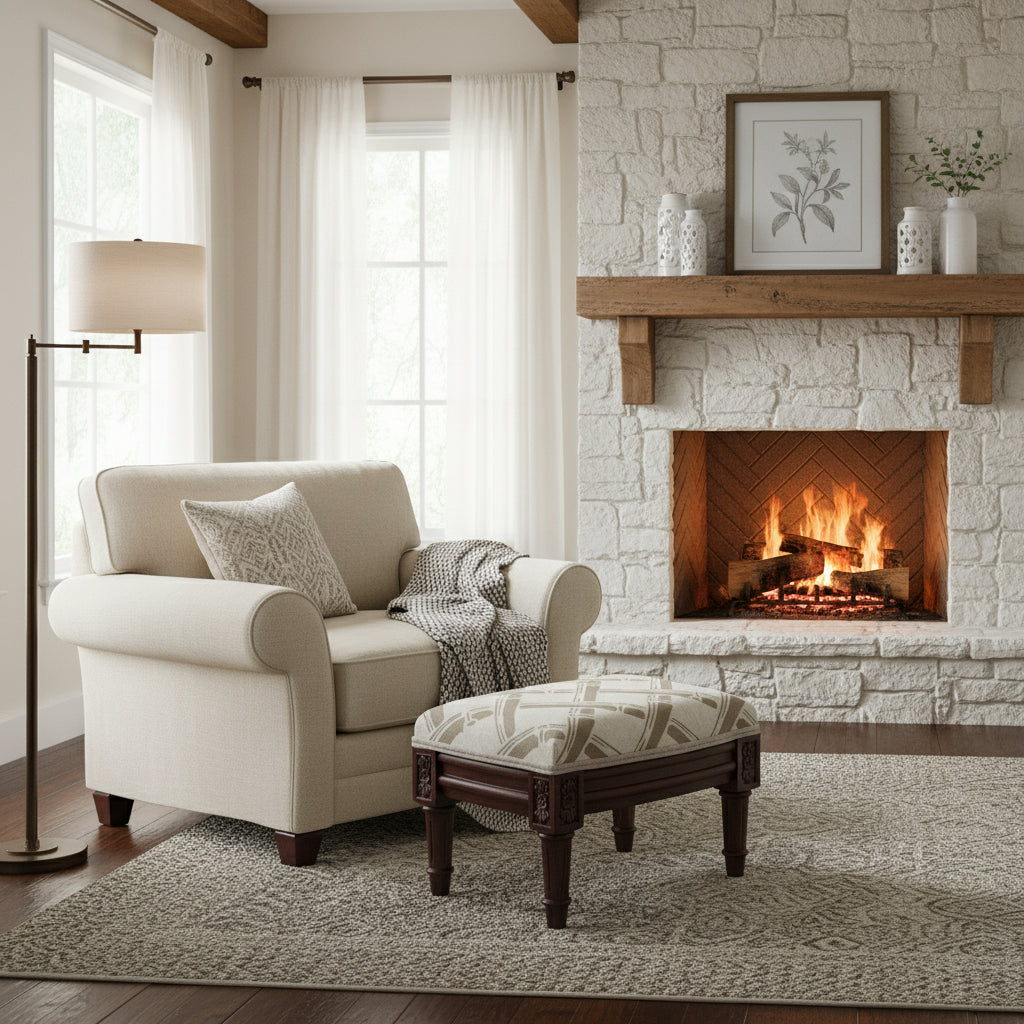 Taupe Bamboo Trellis Footstool