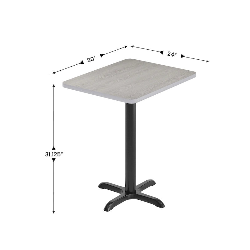 24 x 30 Rectangular Laminate Table Top with 22 x 22 Table Height Base - 24W x 30D x 31.125H