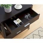 Modern 2-Drawer Caster Serving Cart with Towel Bar