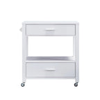 Modern 2-Drawer Caster Serving Cart with Towel Bar