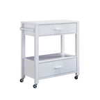 Modern 2-Drawer Caster Serving Cart with Towel Bar