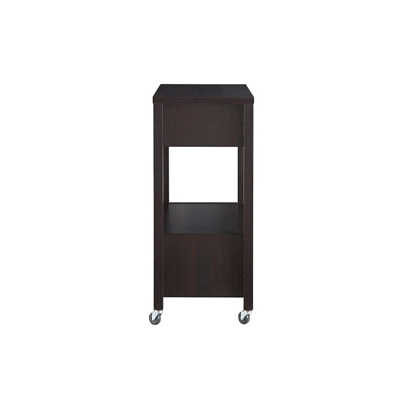 Modern 2-Drawer Caster Serving Cart with Towel Bar