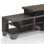 Modern Gray 82 Wide Open Shelf Tiered TV Stand