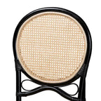 Mid-Century Modern Two-Tone Black and Natural Brown Rattan Dining Chair