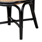Mid-Century Modern Two-Tone Black and Natural Brown Rattan Dining Chair