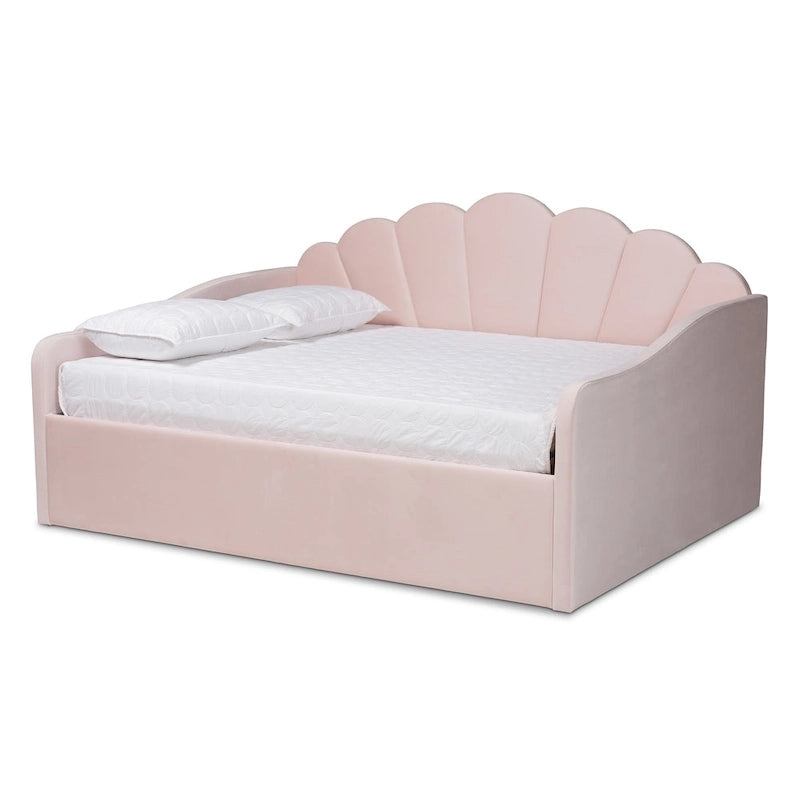 Modern Velvet Upholstered Daybed-Light Pink