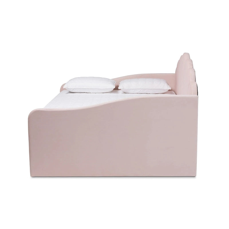Modern Velvet Upholstered Daybed-Light Pink