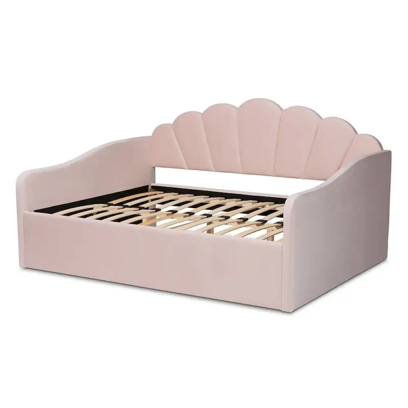 Modern Velvet Upholstered Daybed-Light Pink