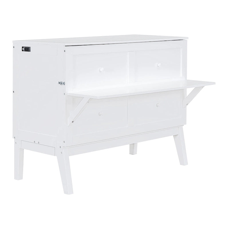 Full Size Murphy Bed Chest with Desk, USB Port
