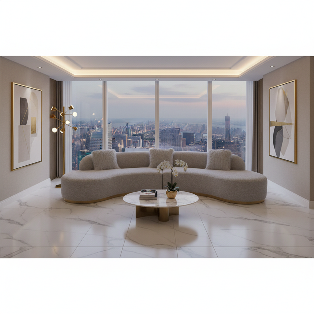 Curved Sofa with 3 Pillow Included