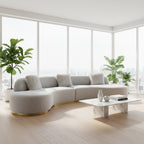 Pasargad Home Simona Curved Sofa with 3 Pillow Included