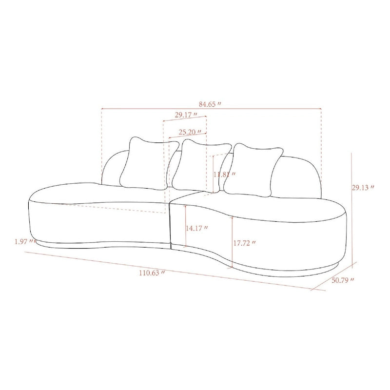 Curved Sofa with 3 Pillow Included