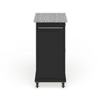 Compact Gray Granite Top Cart/ Island in Black Finish - 18d x 31w x 35.5h